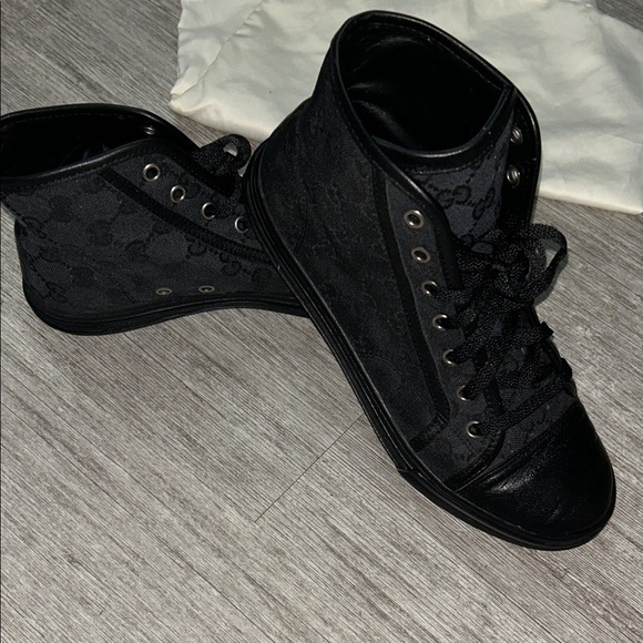 Authentic Gucci Women's Black GG Monogram High-Top Sneakers & dust bag - Picture 4 of 4